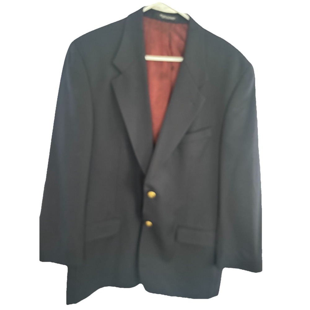 Vtg Jacobson Navy Sport Coat Blazer Mens 42R Wool Gold Button‎
